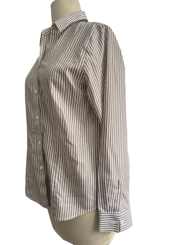 0 (Small) Chico's No-Iron Striped Button Down Blouse