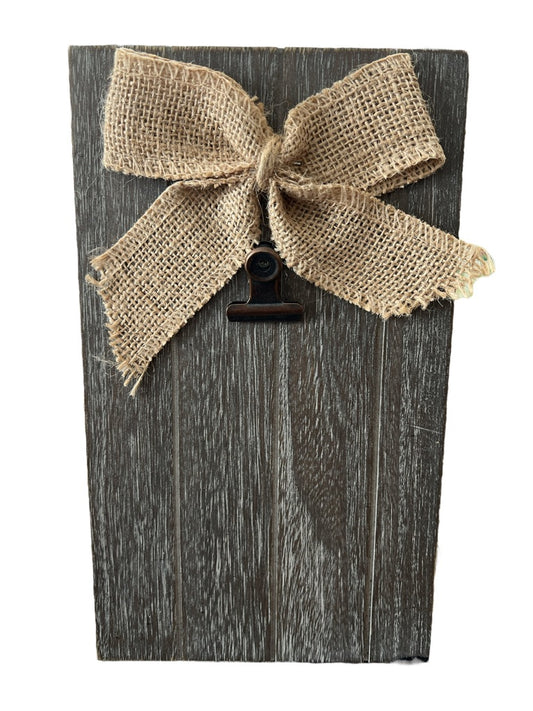 Nielsen Burlap Bow Wood Plank Clip Pictire Frame Tabletop or Wall