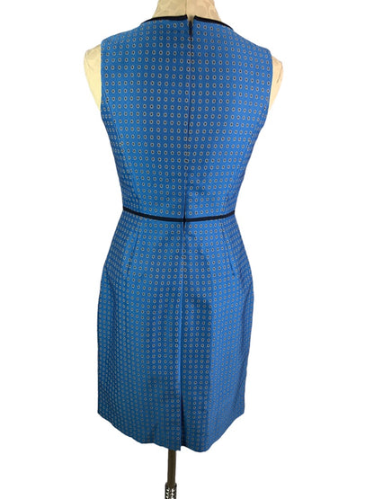 4 J.Crew Blue Sheath Dress Blue Foulard Print Style #F4122 Sleeveless