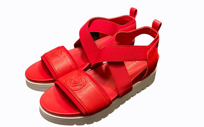 5M Taryn Rose Stephanie Red Nappa / Elastic straps platform wedge Sandal New