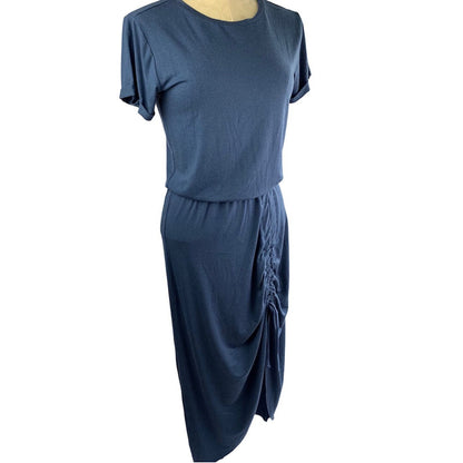 Small Buffalo by David Bitton Blue Jersey Knit Dress Short Sleeve Elastic Waist