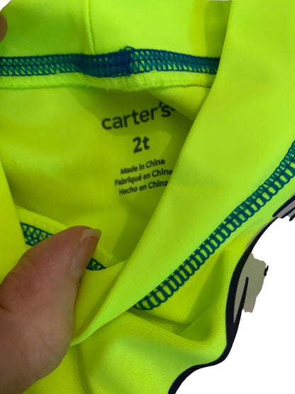 2T Carter's UPF 50 Sloth Neon Green Short Sleeve Rashguard Swim New