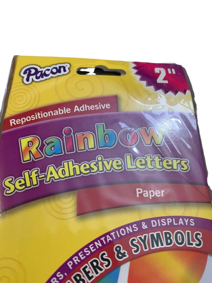 Pacon Repositional Adhesive 2" Rainbow self-adhesive letters numbers symbols