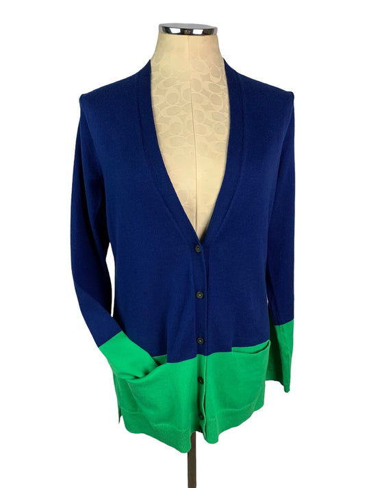 Medium Lands' End Canvas Women's Blue Green V-Neck Cardigan