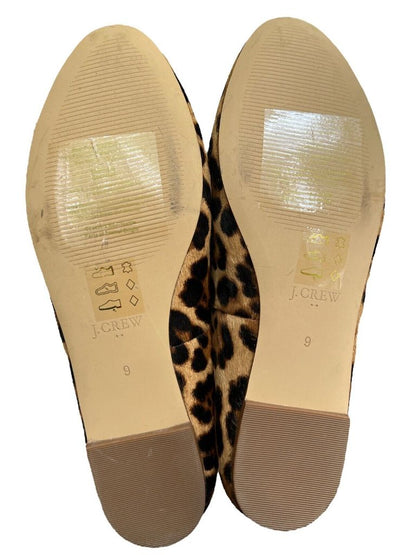 9 J. Crew Leopard Calf Hair Flats #AA525 Smoking Slipper Style