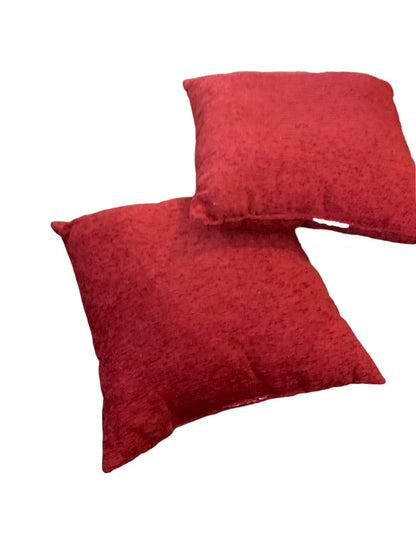 Set of 2 Red Chenille Throw Pillows 17" Square Polyester Fill