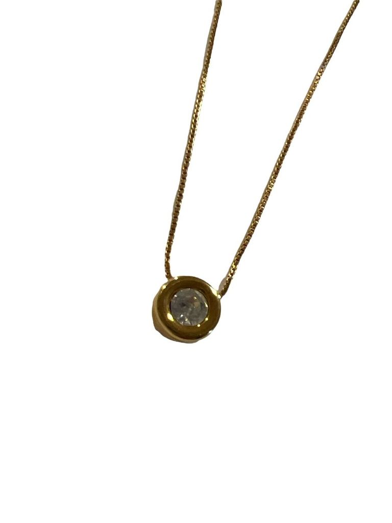 Swarovski Goldtone Box Chain Round Pendant Necklace