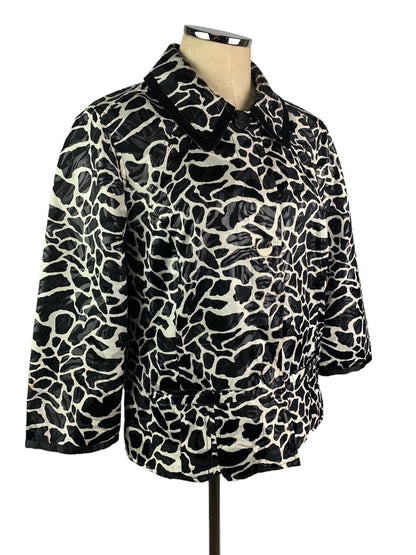 Large Chico's (Size 2) Women's Black White Animal Print Jacket Sheen