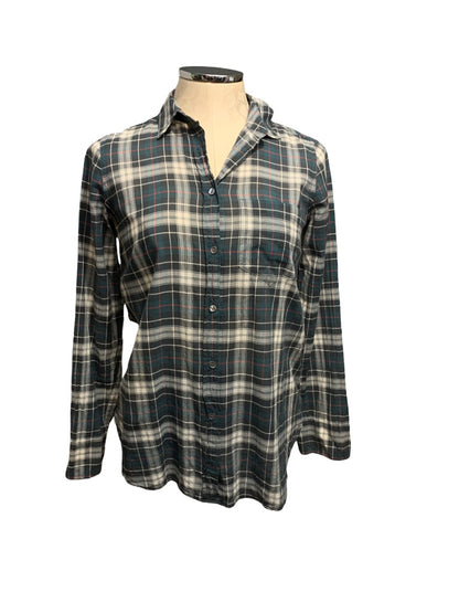 00 J.Crew Women's Plaid Green Button Up "Boy" Style#F4454