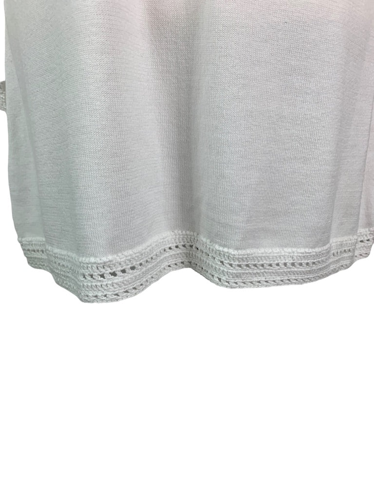 Large Banana Republic Women's White Sweater Crochet Trim V-Neck