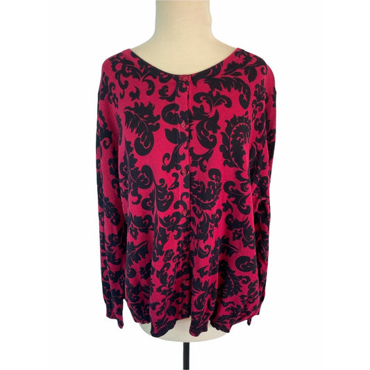 3X Rafaella Red and Black Floral Cardigan NWT