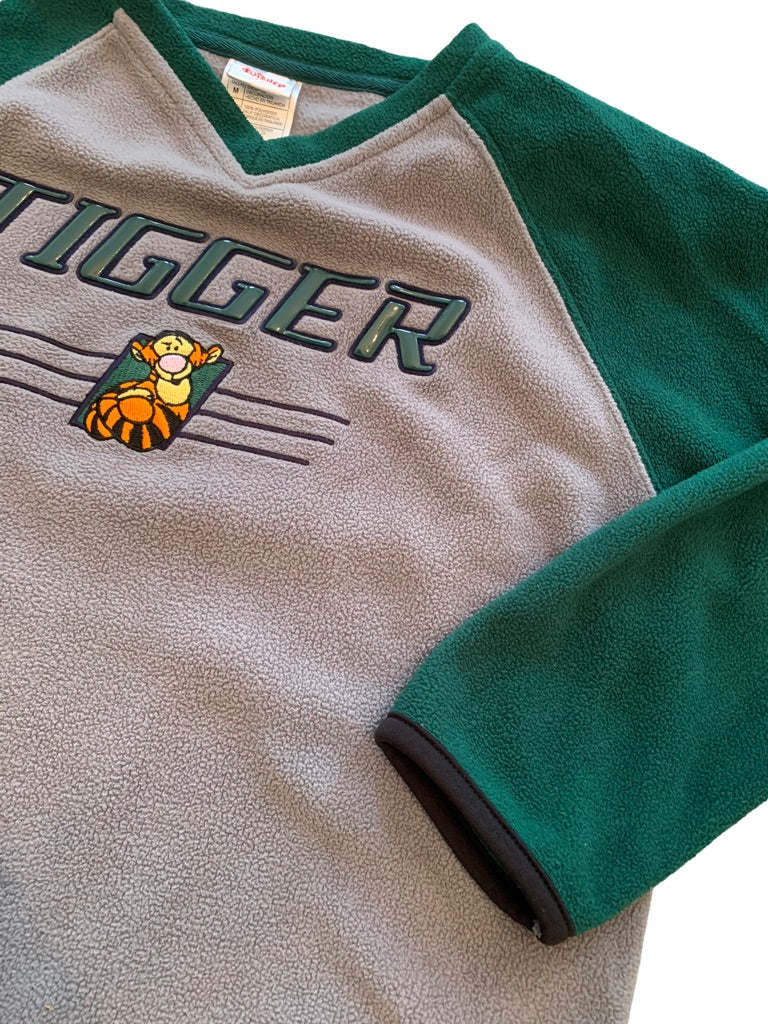 Medium Disney Gray Green Fleece Pullover Sweatshirt "Tigger"