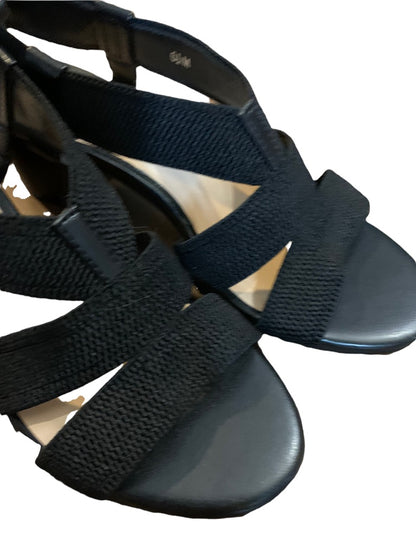 6.5M Bella-Vita Women's Black 2" Block Heel Elastic Straps New