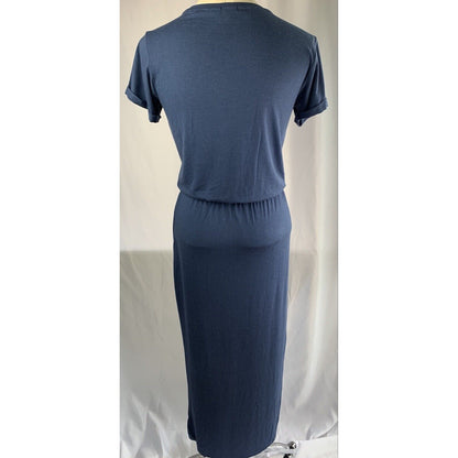 Small Buffalo by David Bitton Blue Jersey Knit Dress Short Sleeve Elastic Waist