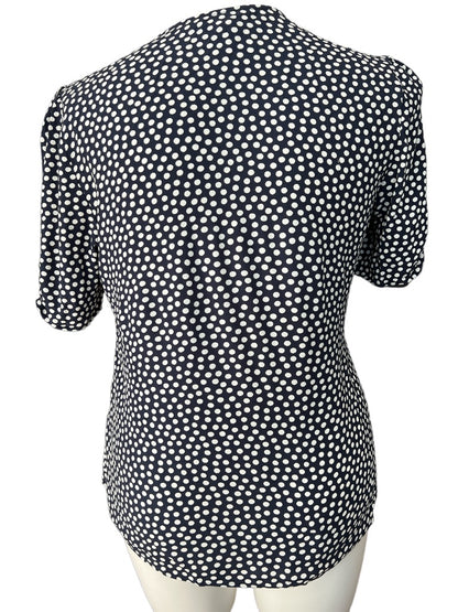 12 Boden Women's Navy Polka Dot Short Sleeve Blouse