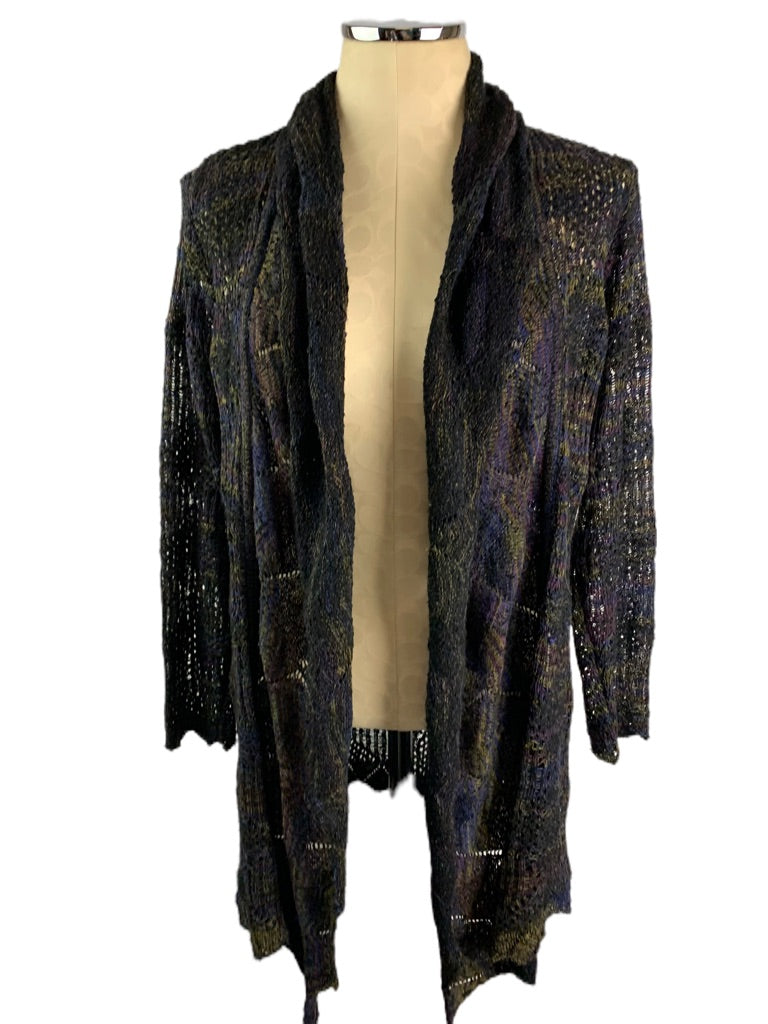 Medium Petite Curio New York Open Cardigan Loose Weave Dark Multicolor