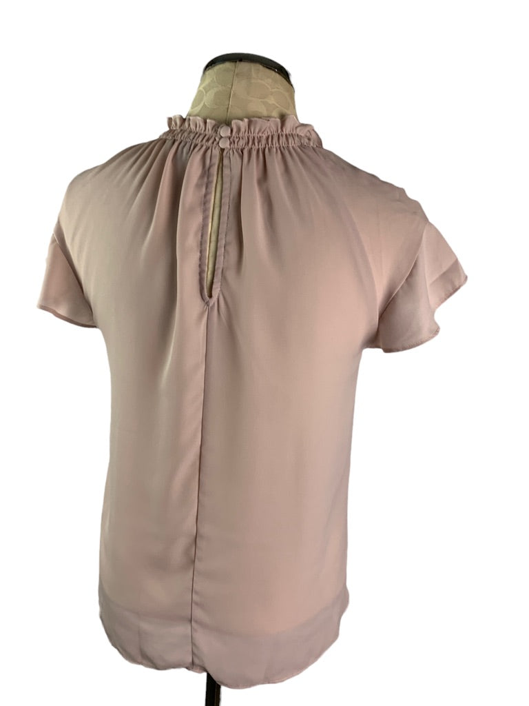 Small Express Pink Popover Blouse Sheer Short Sleeve Women's