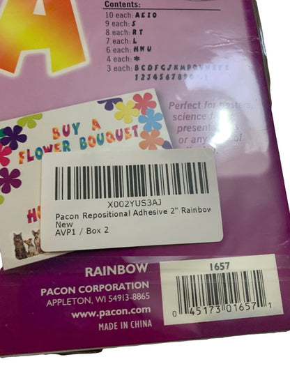 Pacon Repositional Adhesive 2" Rainbow self-adhesive letters numbers symbols