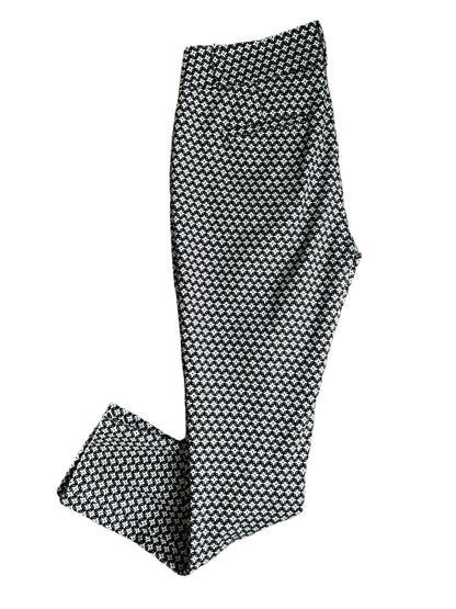 4 LOFT Marisa Skinny Diamond Pattern Pants Black White