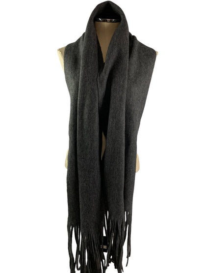 Lucky Brand New Winter Scarf Charcoal Gray Long Fringe