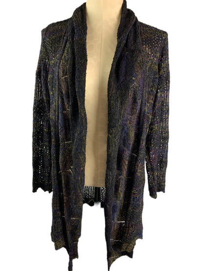 Medium Petite Curio New York Open Cardigan Loose Weave Dark Multicolor