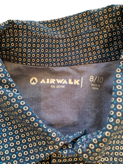 8/10 Airwalk Boys Microdot Pattern Blue Short Sleeve Button Up Shirt