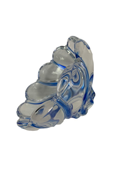 Crystal Glass Swirl Clear and Blue Candy Dish 3"h x 5.5"h