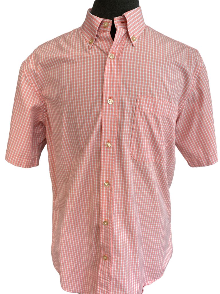 Large T Harris London Men's Pink Checked Button Down Shirt