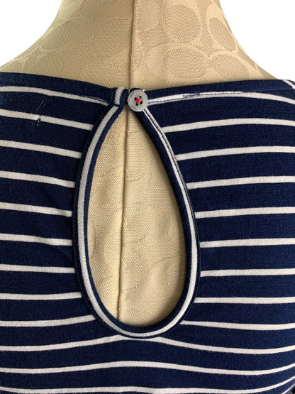 Small Hatley Blue White Striped Jersey Knit Pullover Dress Rouched Sides