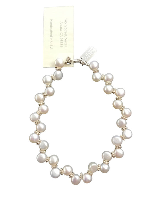 Baroni New Pearl and Sterling Silver 7.5" Bracelet Made in USA