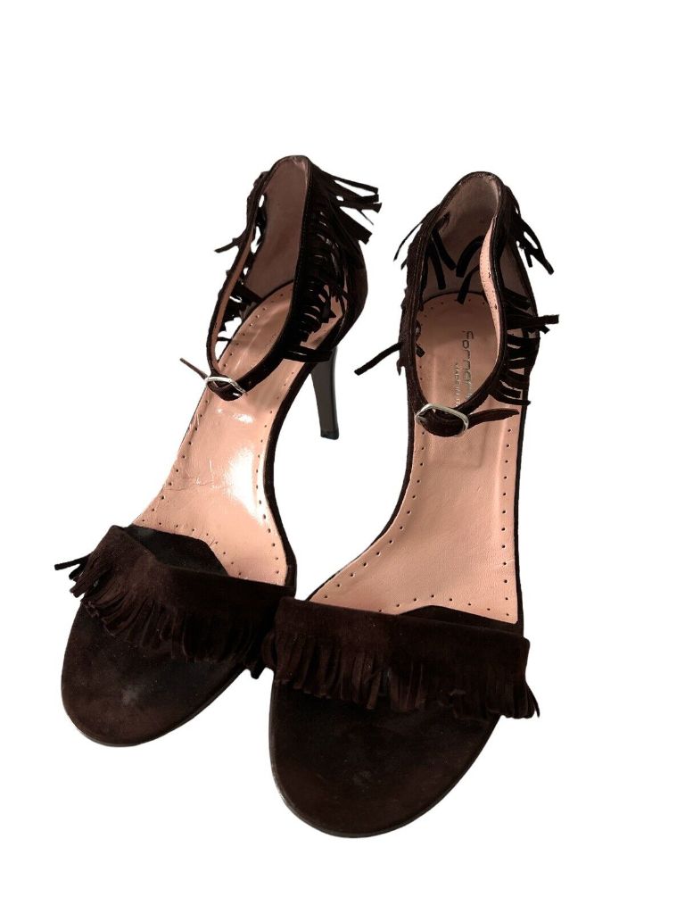 8.5 (Eur 39) Fornarina Brown Suede Tassled Sandal Pumps Heels