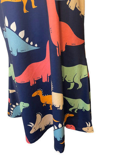 8 Dressfo Dinosaur Print Sleeveless Dress Racerback Tank Blue