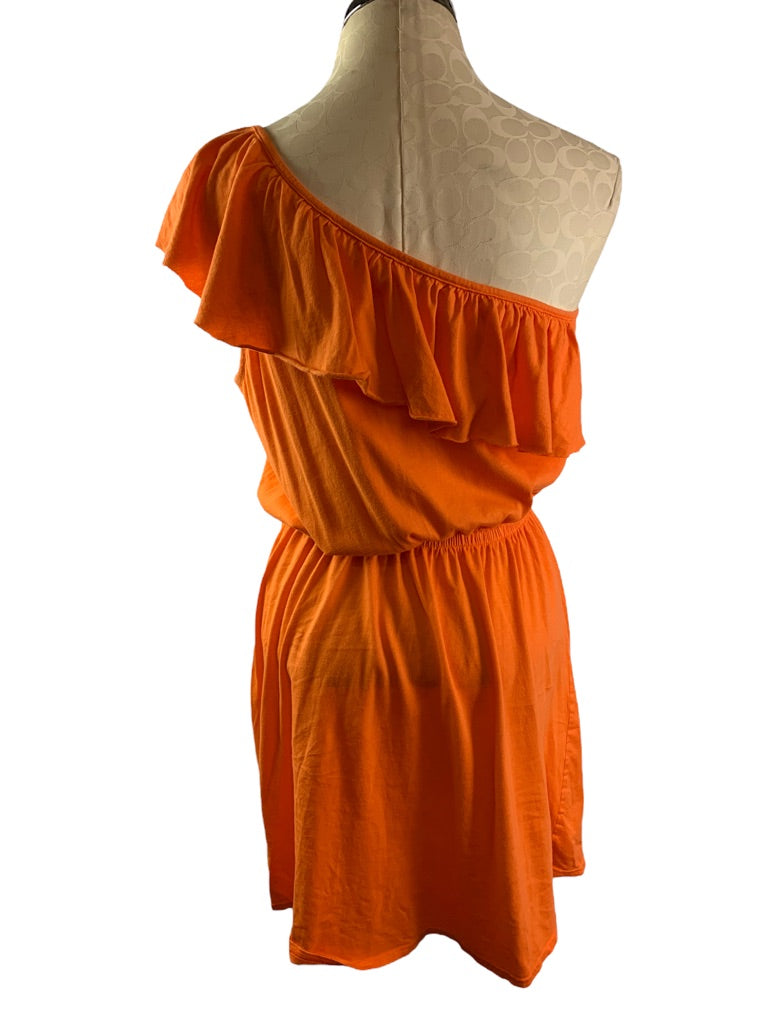 One Size Michael Stars Orange One Shoulder Orange Jersey Knit Dress