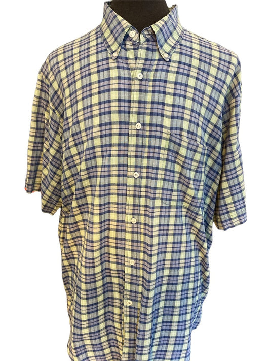 XL Britches Great Outdoors Mens Plaid Button Down Shirt Short Sleeve