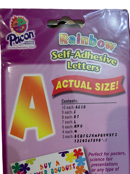 Pacon Repositional Adhesive 2" Rainbow self-adhesive letters numbers symbols