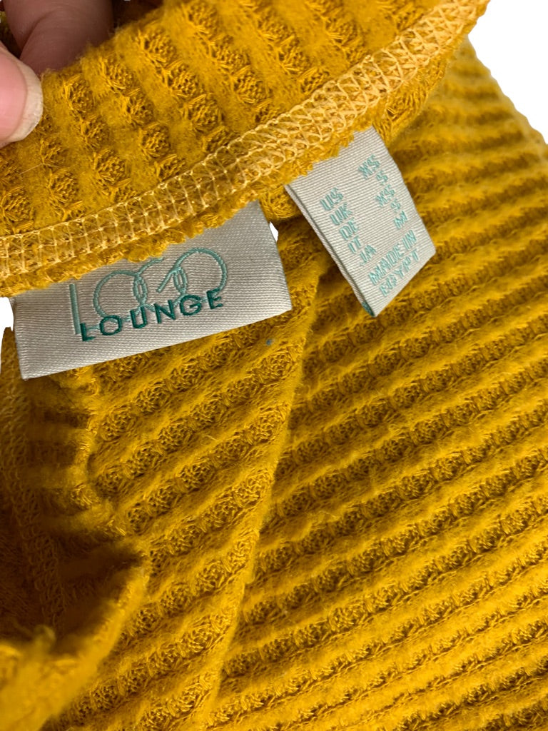 XS LOGO Lounge Lori Goldstein Yellow Waffle Tunic Top Pockets V-Neck