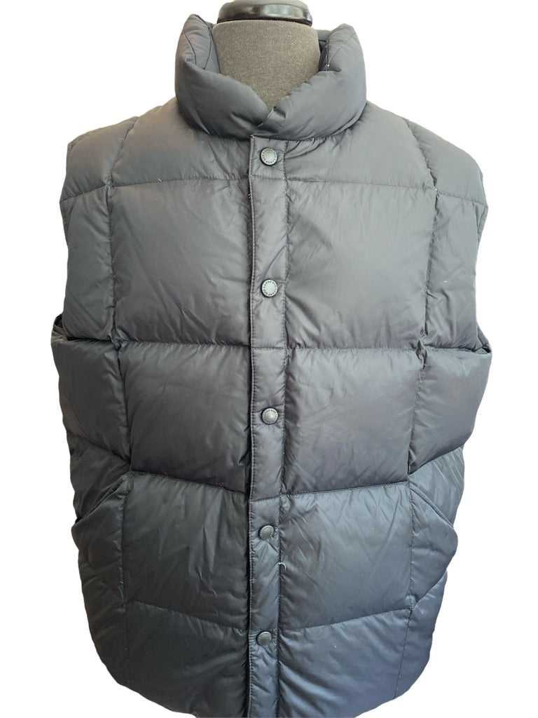 Large Land's End Black Puffer Vest Mens Down