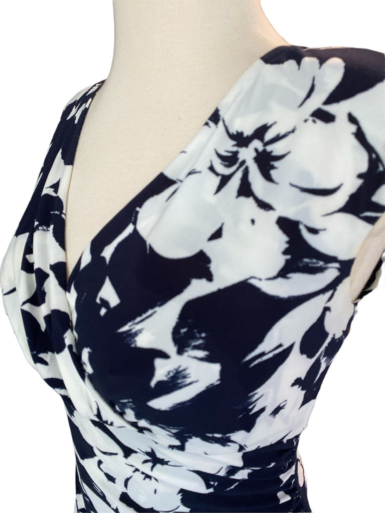 2 LRL Black White Floral Sheath Dress