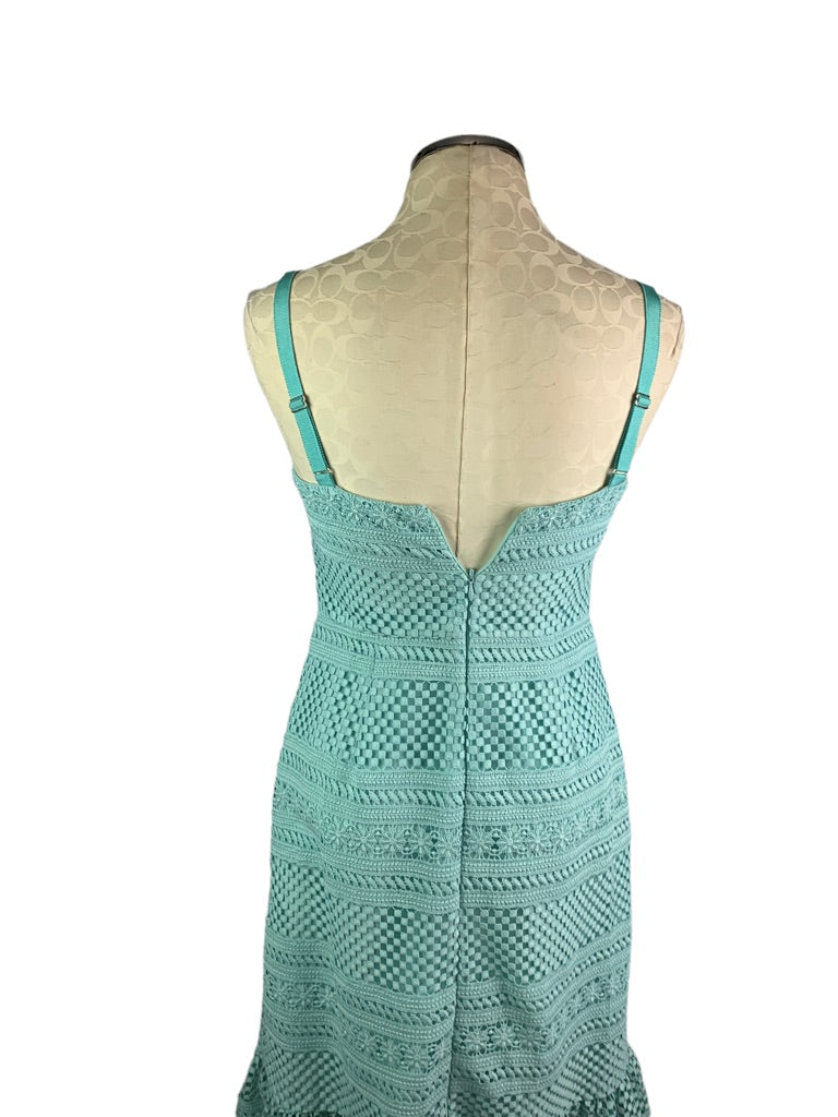 4 J.Crew Women's Mint Green Dress Geometric Lace Midi Dress Style#AP232