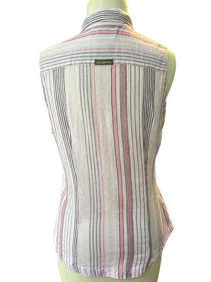 Small Columbia Pink Plaid Sleeveless Button Down Blouse Top