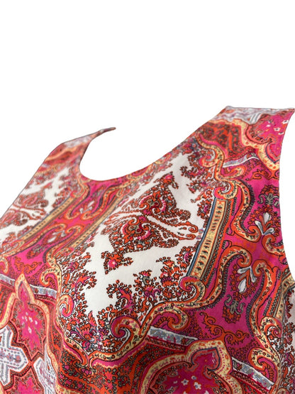 22W Petite Talbots Sleeveless Bright Paisley Blouse Shirt