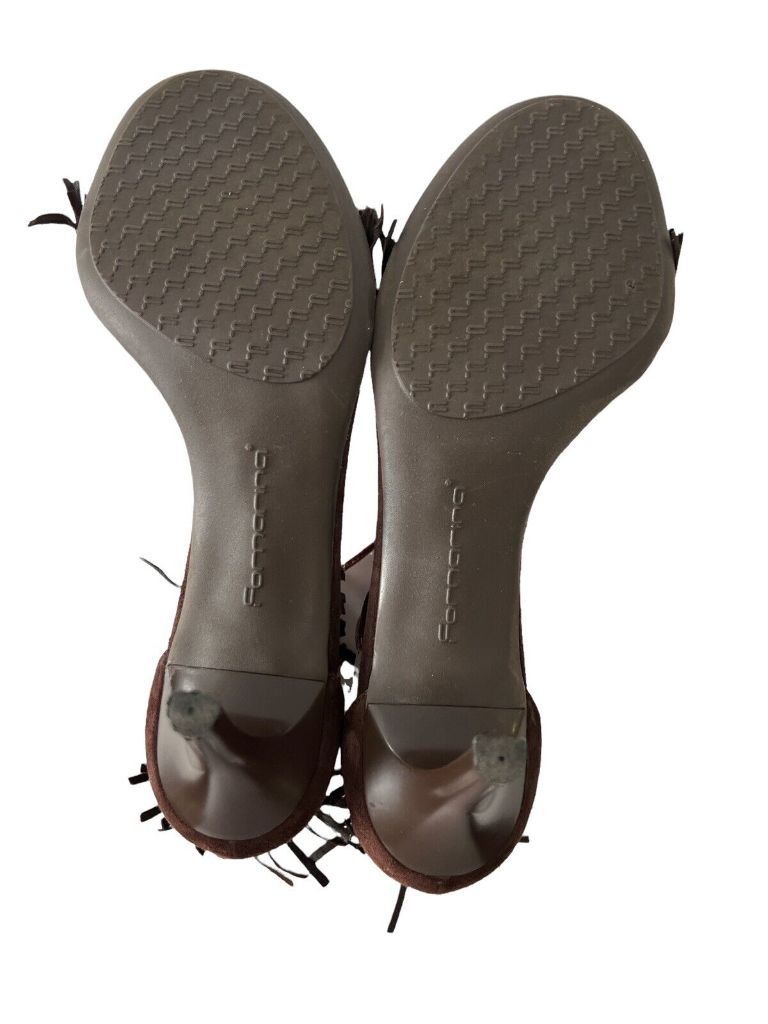 8.5 (Eur 39) Fornarina Brown Suede Tassled Sandal Pumps Heels