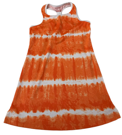 Medium (5/6) Lands' End Girls Orange White Tie Dye Athletic Dress