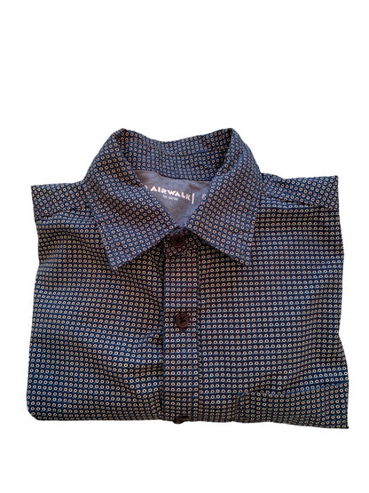 8/10 Airwalk Boys Microdot Pattern Blue Short Sleeve Button Up Shirt