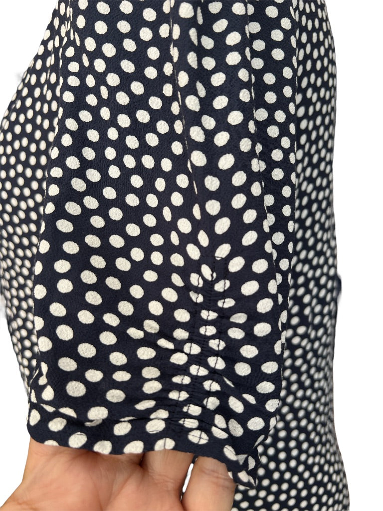 12 Boden Women's Navy Polka Dot Short Sleeve Blouse