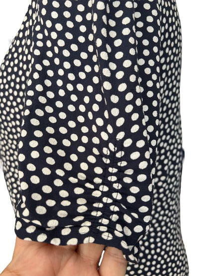 12 Boden Women's Navy Polka Dot Short Sleeve Blouse