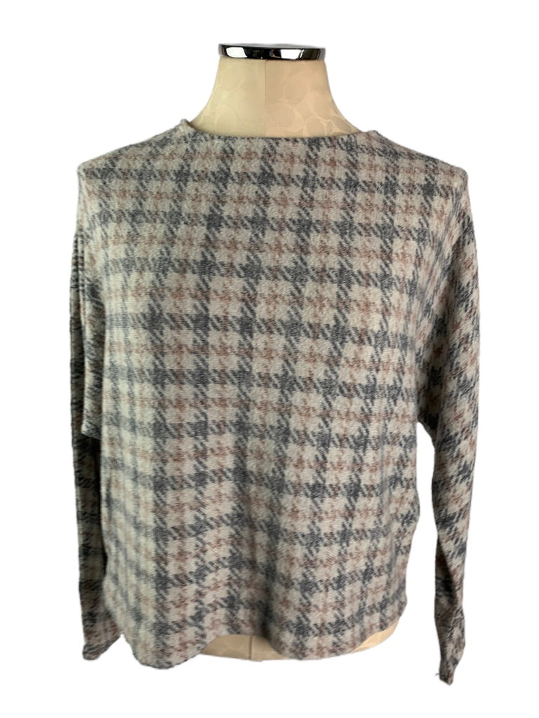 XS H&M Gray Women's Oversize Comfy Shirt Plaid Design