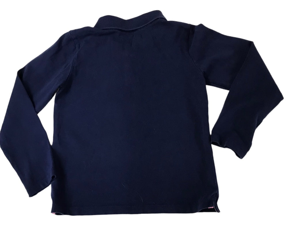 6X/7 L.L.Bean Girls Navy Blue Long Sleeve Single Pocket Polo Shirt