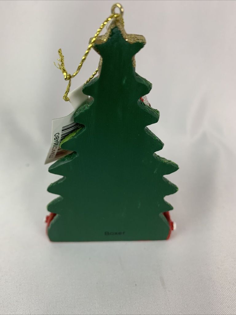 Kurt S. Adler BOXER with Tree on Base Christmas Ornament Personalizable New