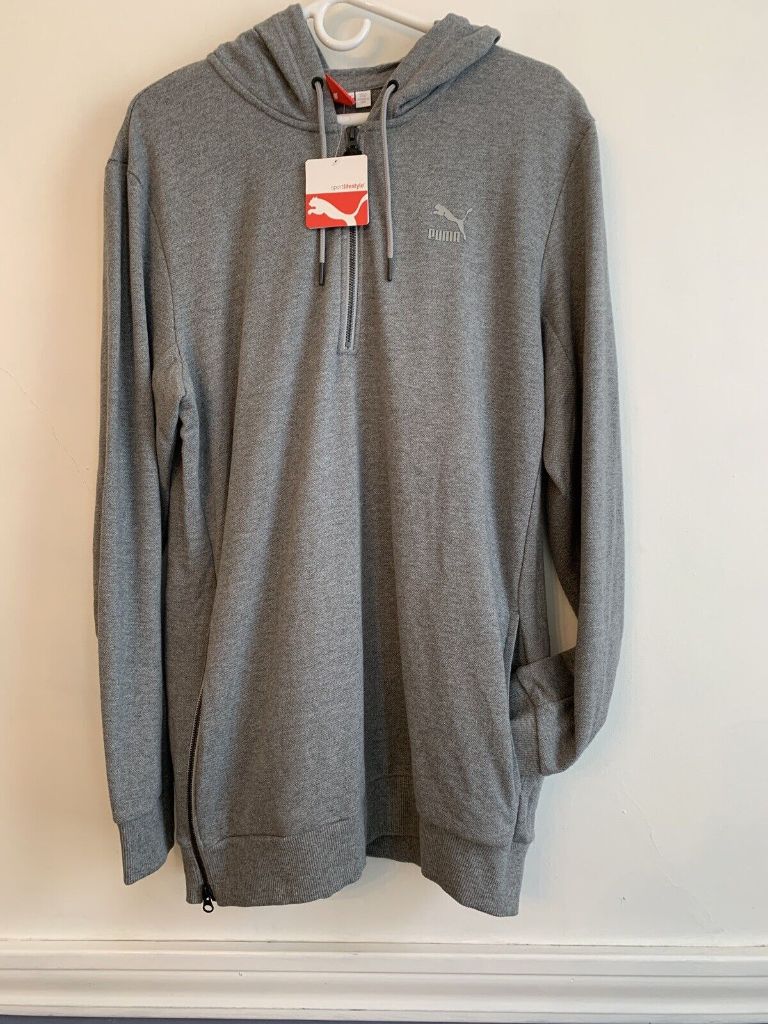 Large Puma Gray Heathered Women's New NWT EVO Hooded Cape Pullover Athletic Sweatshirt